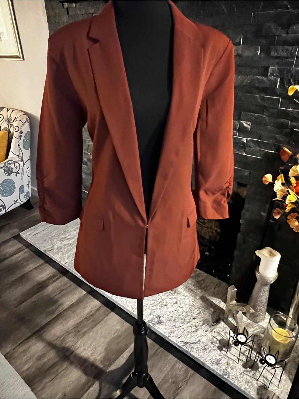 Dark orange / brown Open-Front Blazer